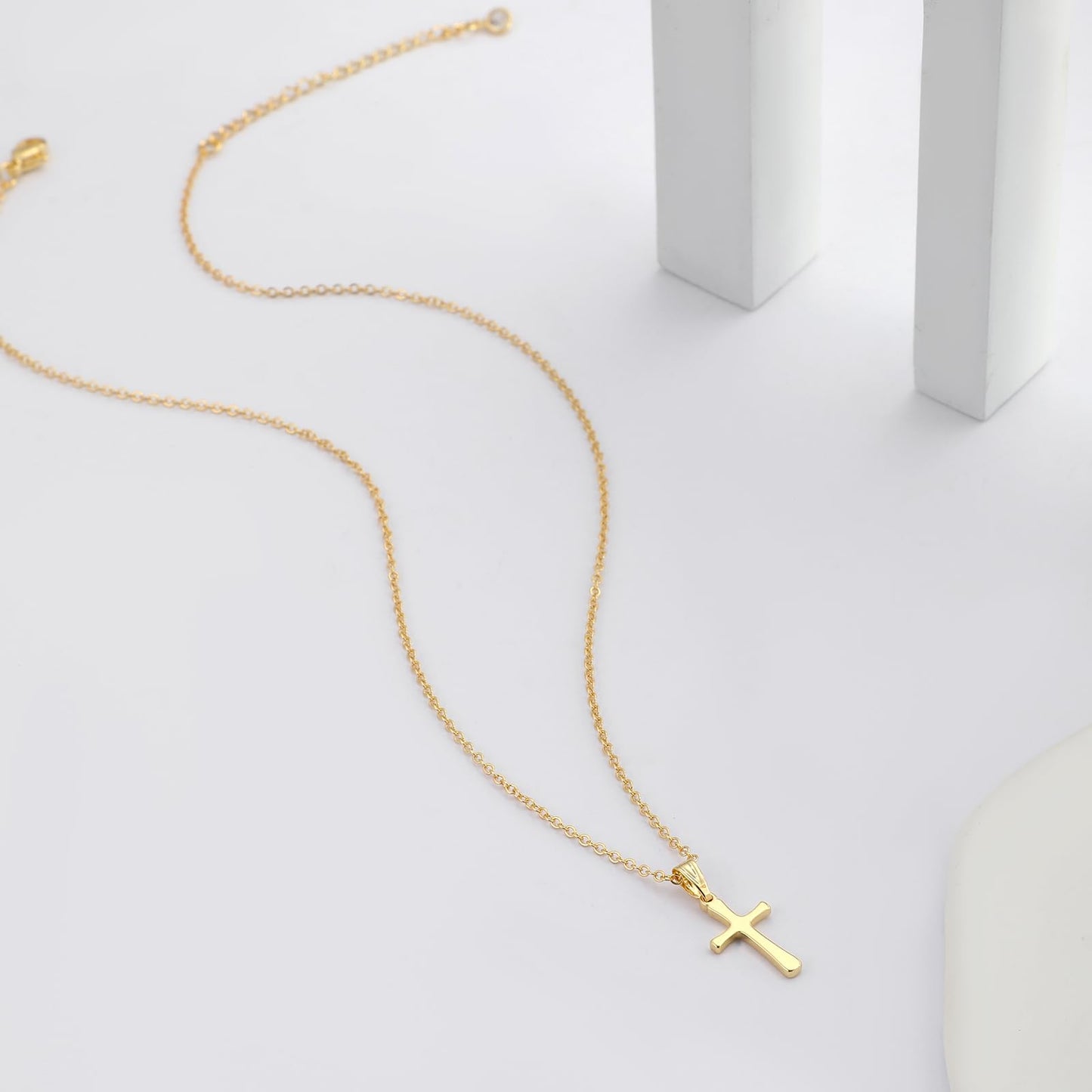 **Adorn**. Cross Necklace for Women 14K Real Gold Silver Plated Dainty Small Cross Pendant Choker Simple Trendy Cute Cross Charm Chain Necklace Easter Basket Stuffers Baptism Religious Faith Jewelry Gift