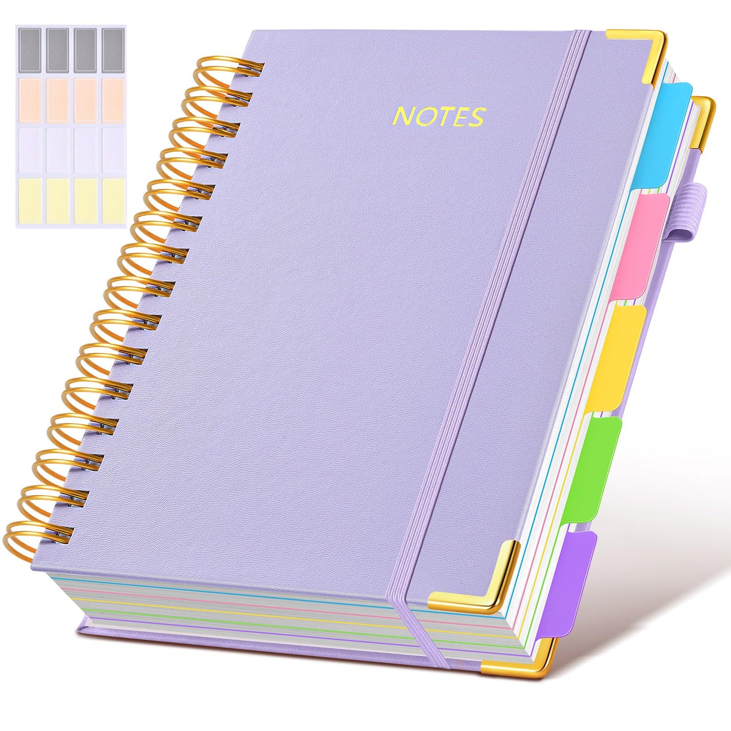 **Ink**. Hardcover Spiral Notebook journal with Removable Dividers Tabs, 300 Pages Leather 5 Subject Notebook College Ruled, 100GMS A5 Notebooks for Work School Note taking,Lined Journal for Women,A5-Green