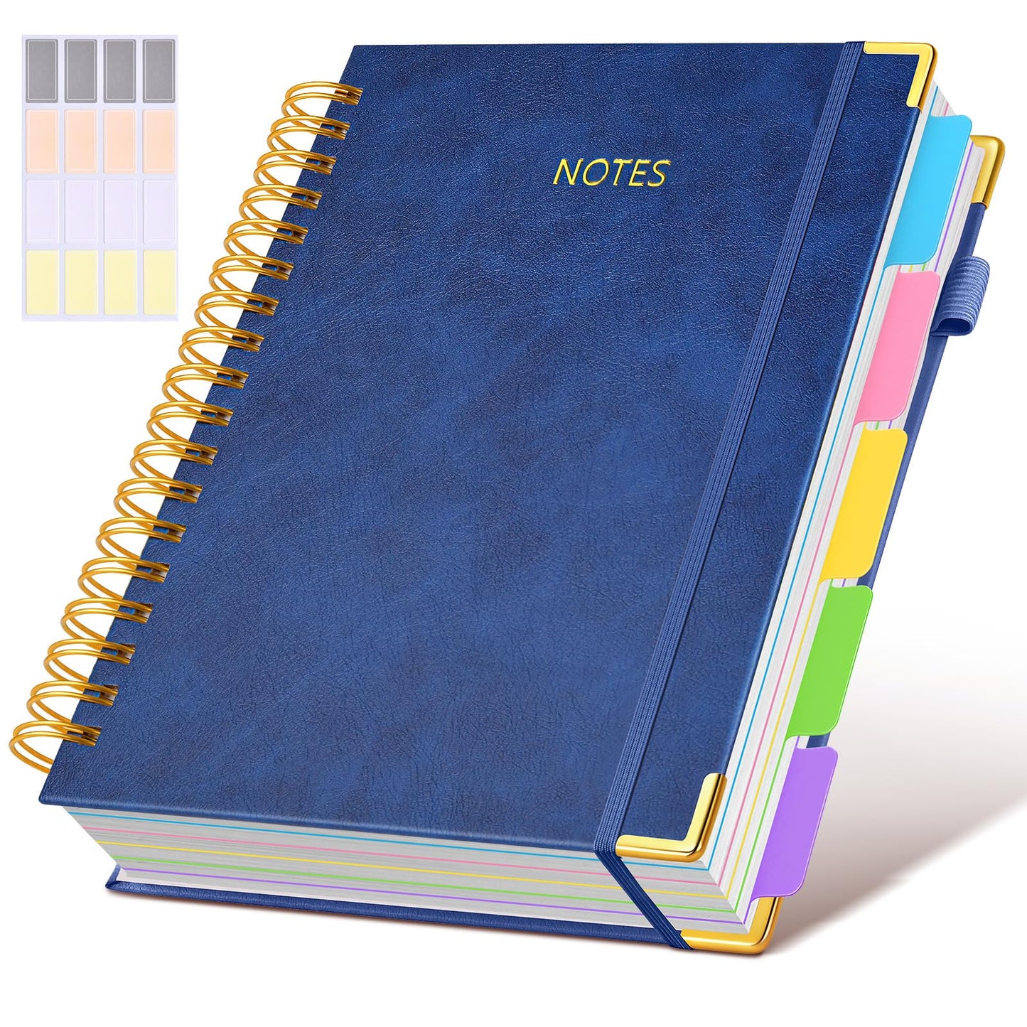 **Ink**. Hardcover Spiral Notebook journal with Removable Dividers Tabs, 300 Pages Leather 5 Subject Notebook College Ruled, 100GMS A5 Notebooks for Work School Note taking,Lined Journal for Women,A5-Green