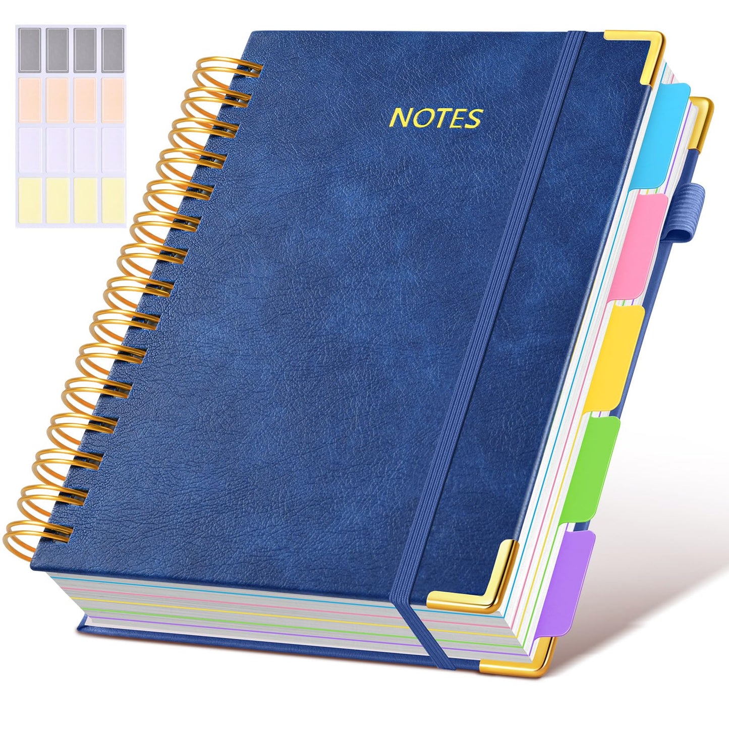 **Ink**. Hardcover Spiral Notebook journal with Removable Dividers Tabs, 300 Pages Leather 5 Subject Notebook College Ruled, 100GMS A5 Notebooks for Work School Note taking,Lined Journal for Women,A5-Green