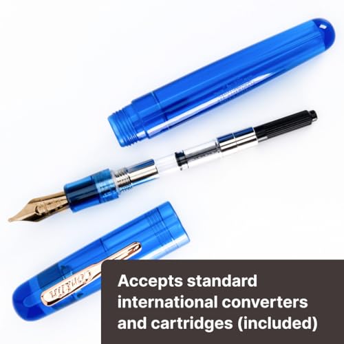 **Ink**.                                     Conklin All American Demo Blue Special Eyedropper Edition Fountain Pen - 14K Flex Solid Gold Nib - Dynamic Flexibility & Crystal Blue Elegance - Ideal Gift for Writers & Collectors