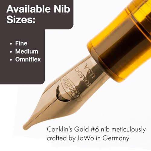 **Ink**.                                     Conklin All American Demo Blue Special Eyedropper Edition Fountain Pen - 14K Flex Solid Gold Nib - Dynamic Flexibility & Crystal Blue Elegance - Ideal Gift for Writers & Collectors