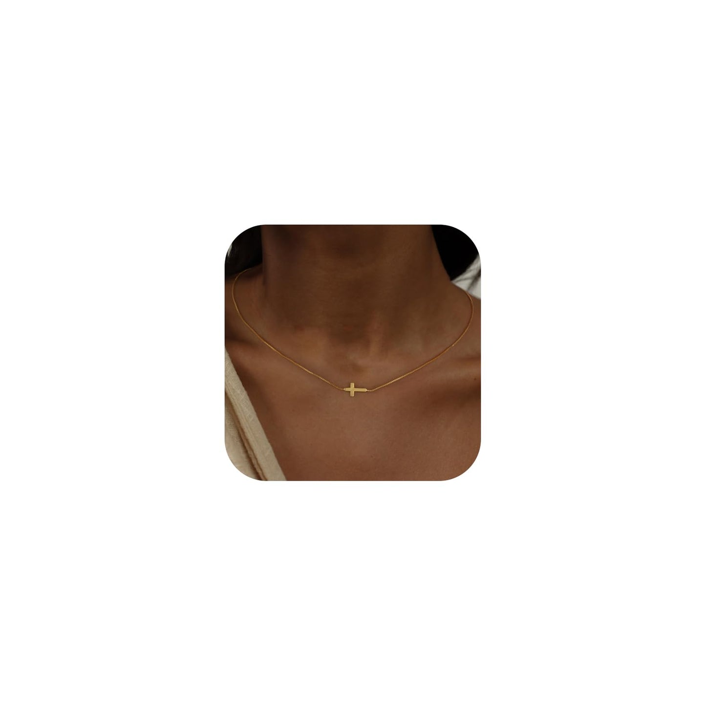 **Adorn**.                                  Cross Necklace for Women 14K Real Gold Silver Plated Dainty Small Cross Pendant Choker Simple Trendy Cute Cross Charm Chain Necklace Easter Basket Stuffers Baptism Religious Faith Jewelry Gift