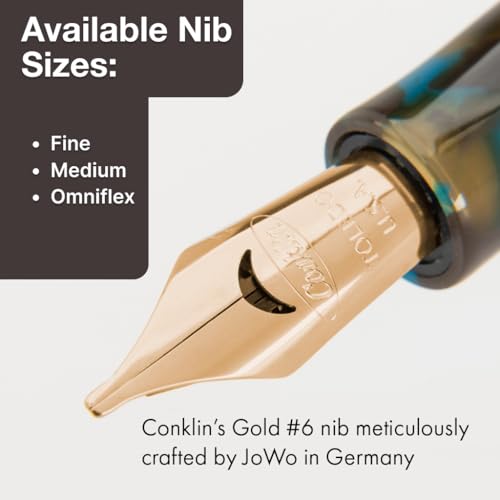 **Ink**.                                     Conklin All American Demo Blue Special Eyedropper Edition Fountain Pen - 14K Flex Solid Gold Nib - Dynamic Flexibility & Crystal Blue Elegance - Ideal Gift for Writers & Collectors