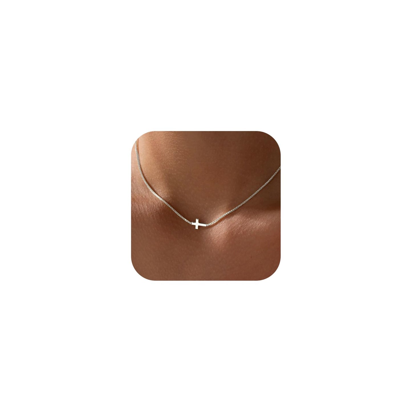 **Adorn**.                                  Cross Necklace for Women 14K Real Gold Silver Plated Dainty Small Cross Pendant Choker Simple Trendy Cute Cross Charm Chain Necklace Easter Basket Stuffers Baptism Religious Faith Jewelry Gift