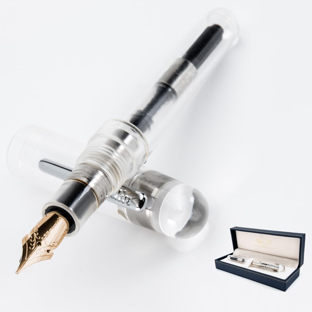 **Ink**.                                     Conklin All American Demo Blue Special Eyedropper Edition Fountain Pen - 14K Flex Solid Gold Nib - Dynamic Flexibility & Crystal Blue Elegance - Ideal Gift for Writers & Collectors