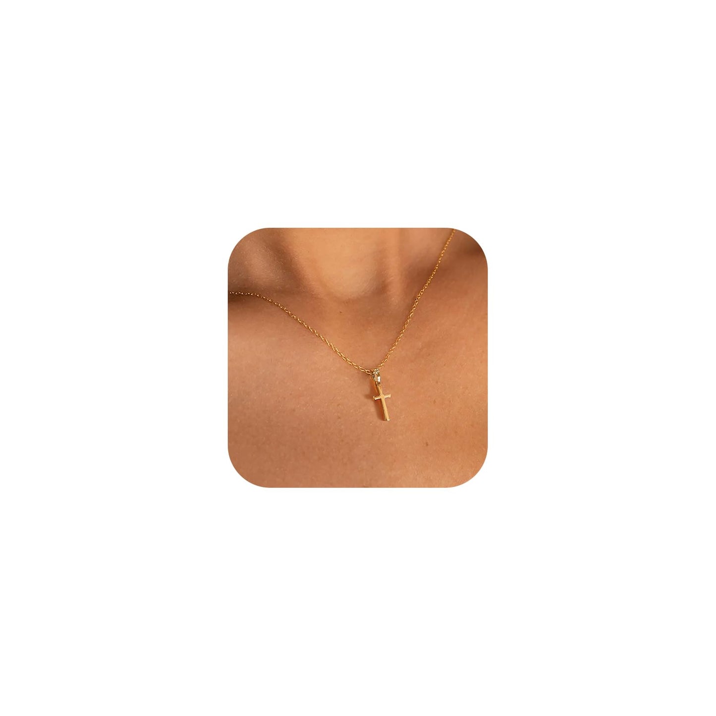 **Adorn**.                                  Cross Necklace for Women 14K Real Gold Silver Plated Dainty Small Cross Pendant Choker Simple Trendy Cute Cross Charm Chain Necklace Easter Basket Stuffers Baptism Religious Faith Jewelry Gift