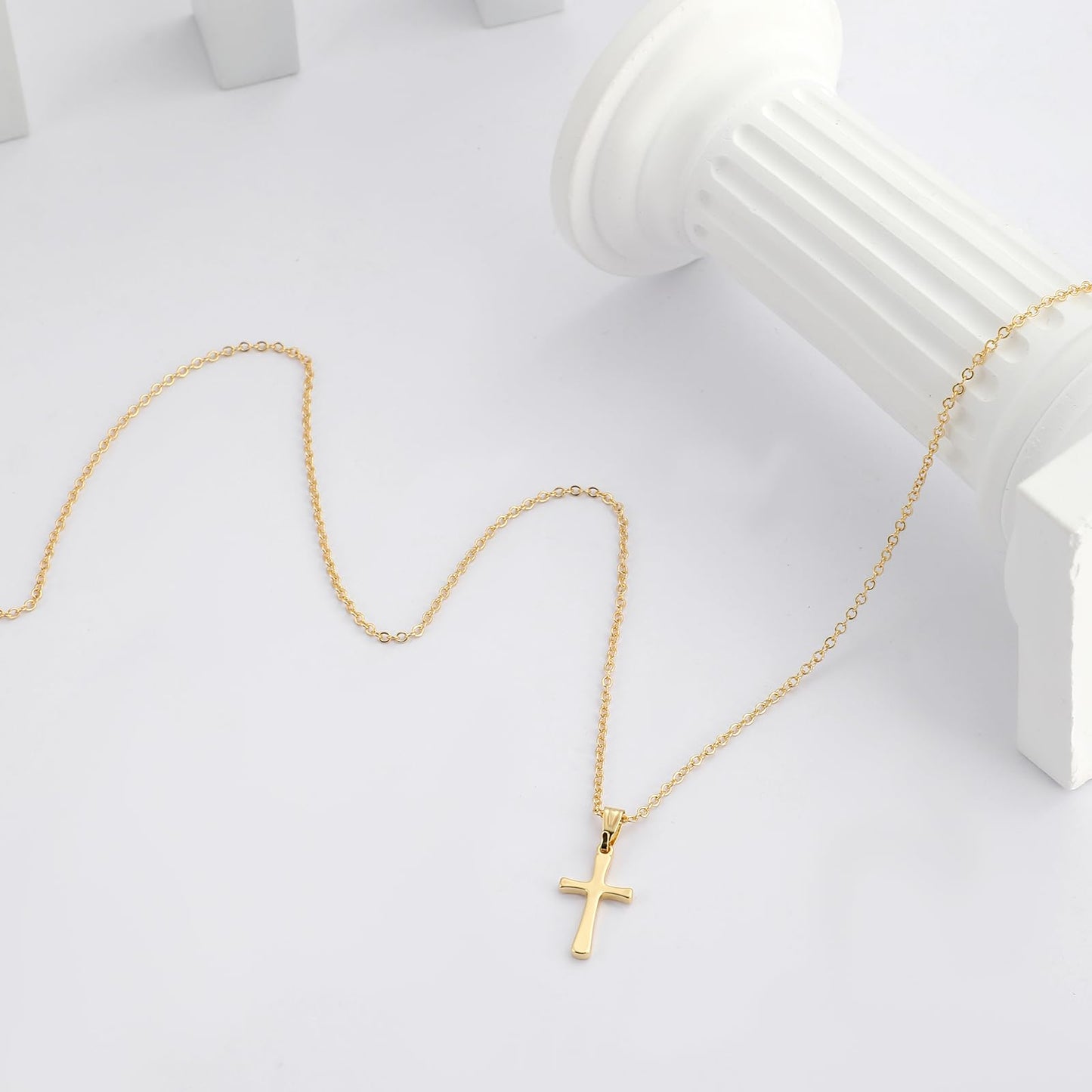 **Adorn**.                                  Cross Necklace for Women 14K Real Gold Silver Plated Dainty Small Cross Pendant Choker Simple Trendy Cute Cross Charm Chain Necklace Easter Basket Stuffers Baptism Religious Faith Jewelry Gift