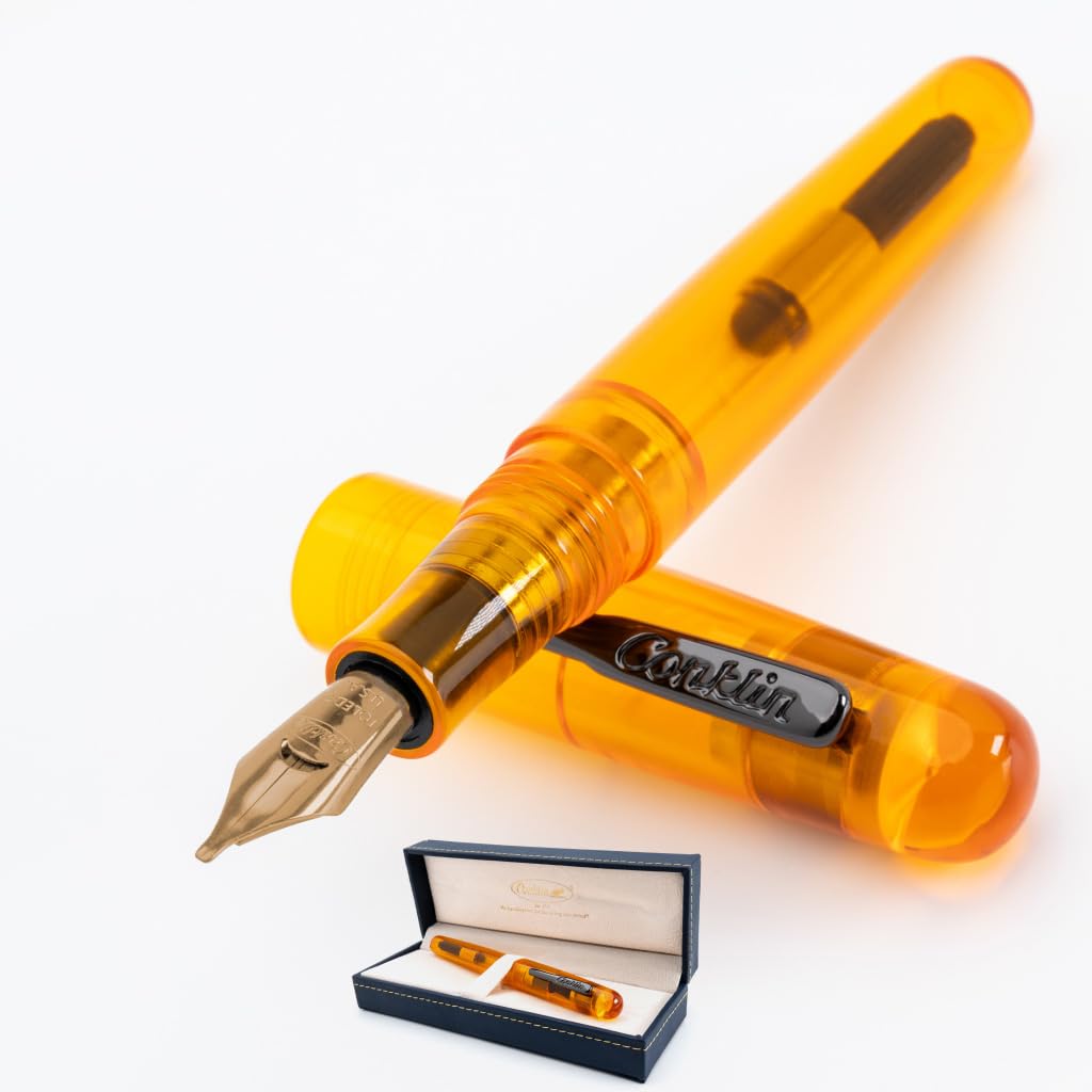 **Ink**.                                     Conklin All American Demo Blue Special Eyedropper Edition Fountain Pen - 14K Flex Solid Gold Nib - Dynamic Flexibility & Crystal Blue Elegance - Ideal Gift for Writers & Collectors