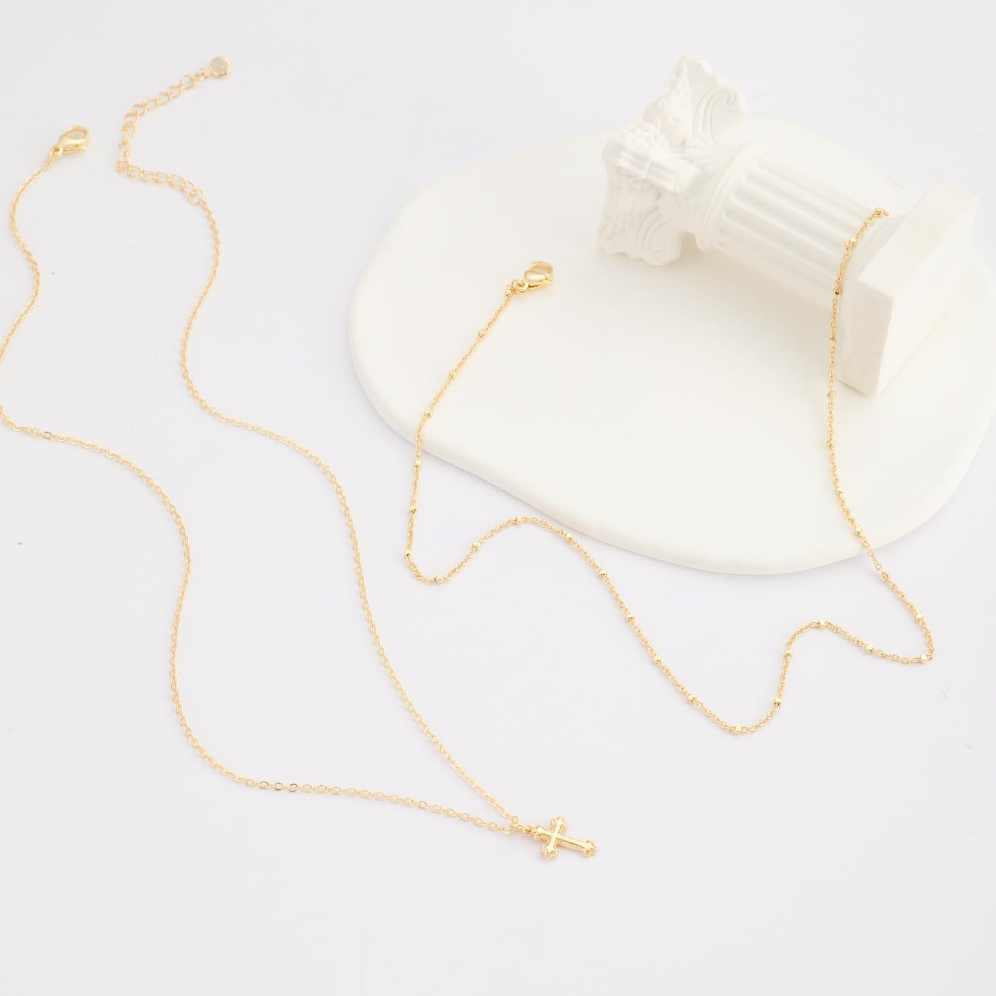 **Adorn**.                                  Cross Necklace for Women 14K Real Gold Silver Plated Dainty Small Cross Pendant Choker Simple Trendy Cute Cross Charm Chain Necklace Easter Basket Stuffers Baptism Religious Faith Jewelry Gift