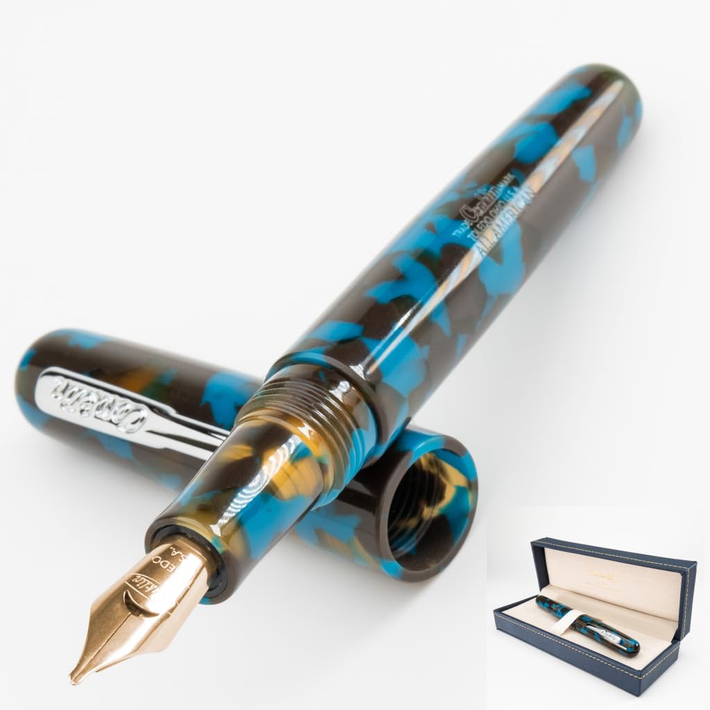 **Ink**.                                     Conklin All American Demo Blue Special Eyedropper Edition Fountain Pen - 14K Flex Solid Gold Nib - Dynamic Flexibility & Crystal Blue Elegance - Ideal Gift for Writers & Collectors