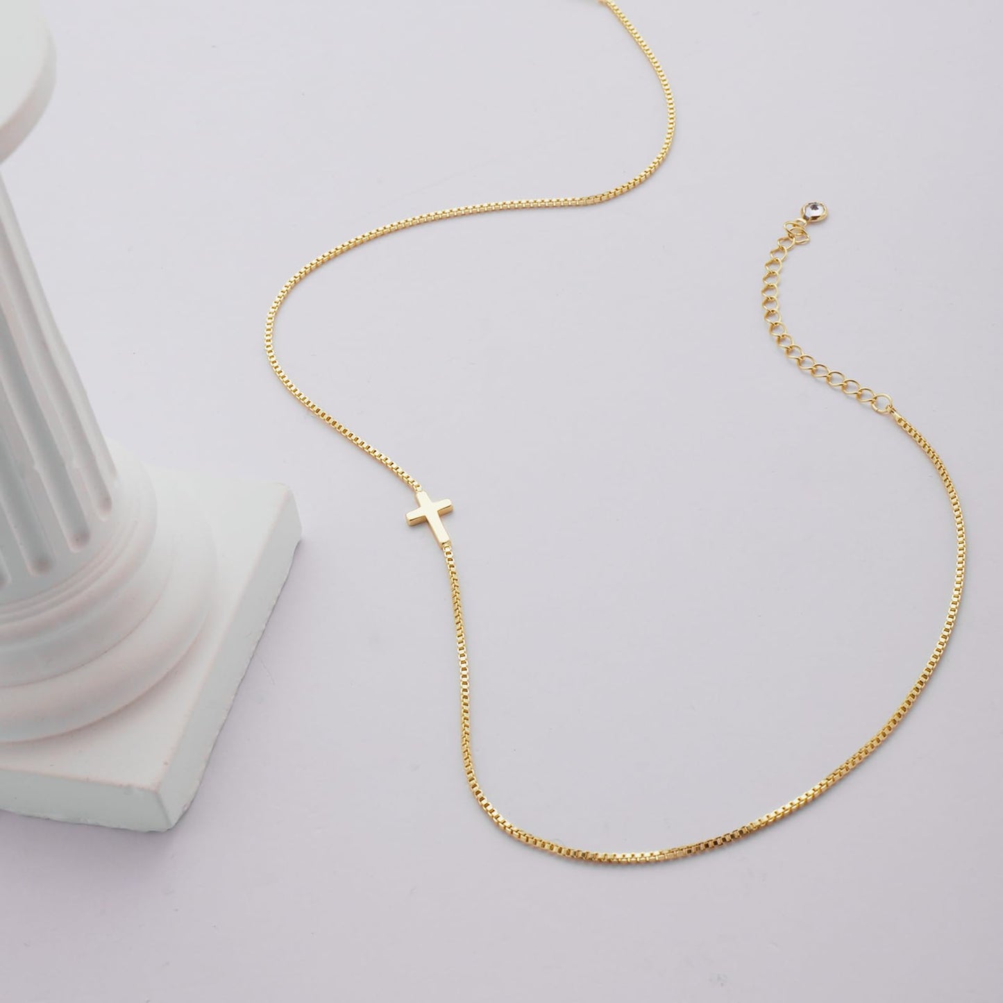 **Adorn**.                                  Cross Necklace for Women 14K Real Gold Silver Plated Dainty Small Cross Pendant Choker Simple Trendy Cute Cross Charm Chain Necklace Easter Basket Stuffers Baptism Religious Faith Jewelry Gift