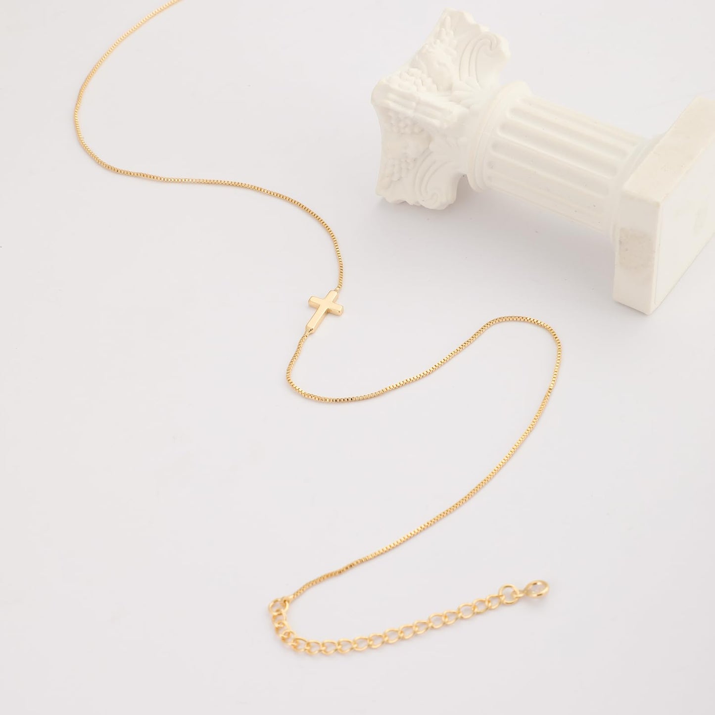 **Adorn**.                                  Cross Necklace for Women 14K Real Gold Silver Plated Dainty Small Cross Pendant Choker Simple Trendy Cute Cross Charm Chain Necklace Easter Basket Stuffers Baptism Religious Faith Jewelry Gift