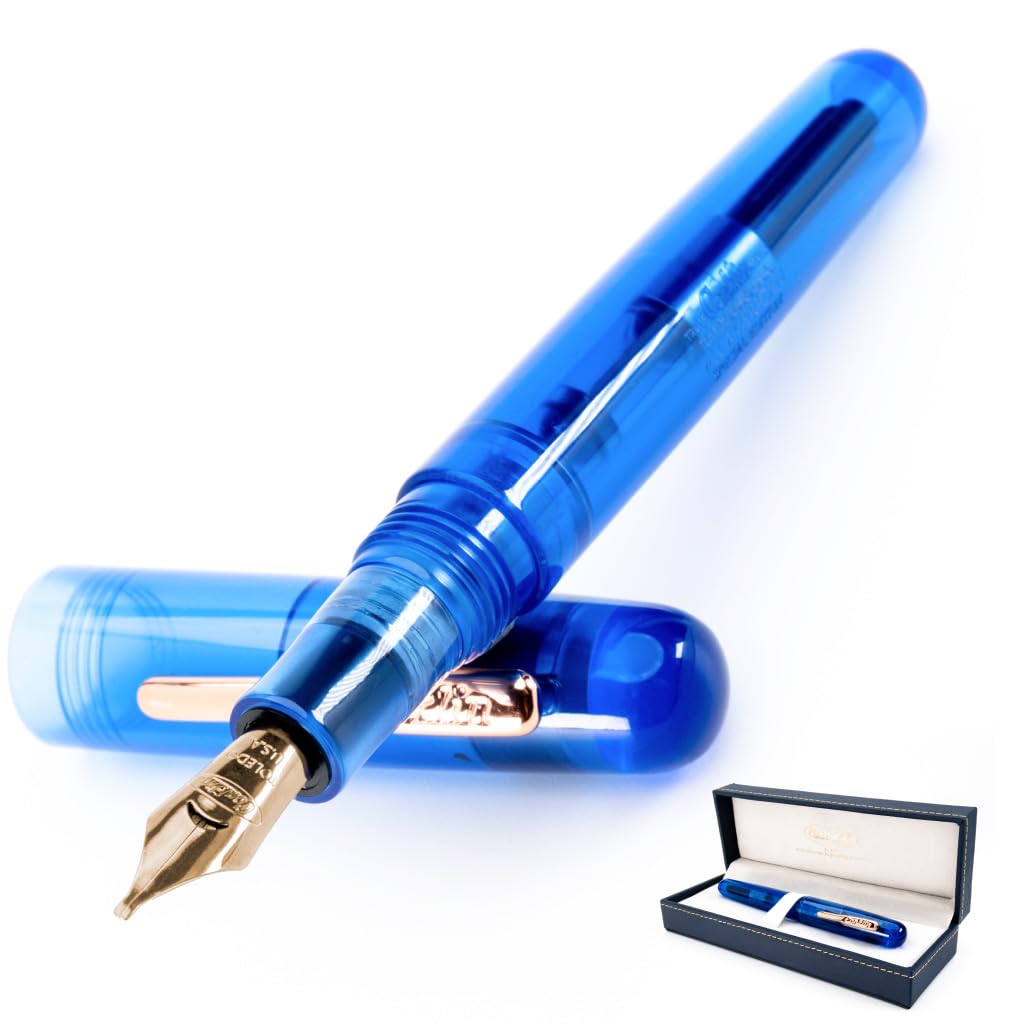 **Ink**.                                     Conklin All American Demo Blue Special Eyedropper Edition Fountain Pen - 14K Flex Solid Gold Nib - Dynamic Flexibility & Crystal Blue Elegance - Ideal Gift for Writers & Collectors
