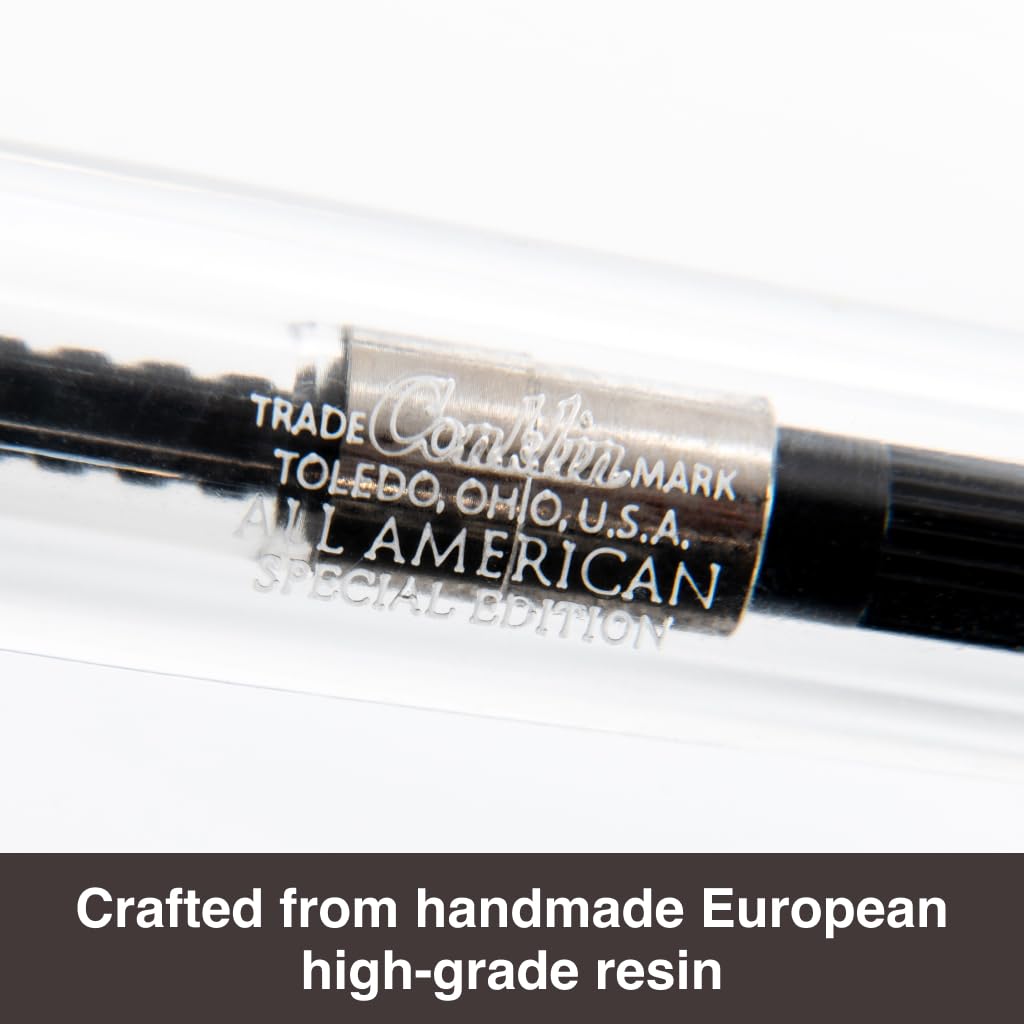 **Ink**.                                     Conklin All American Demo Blue Special Eyedropper Edition Fountain Pen - 14K Flex Solid Gold Nib - Dynamic Flexibility & Crystal Blue Elegance - Ideal Gift for Writers & Collectors