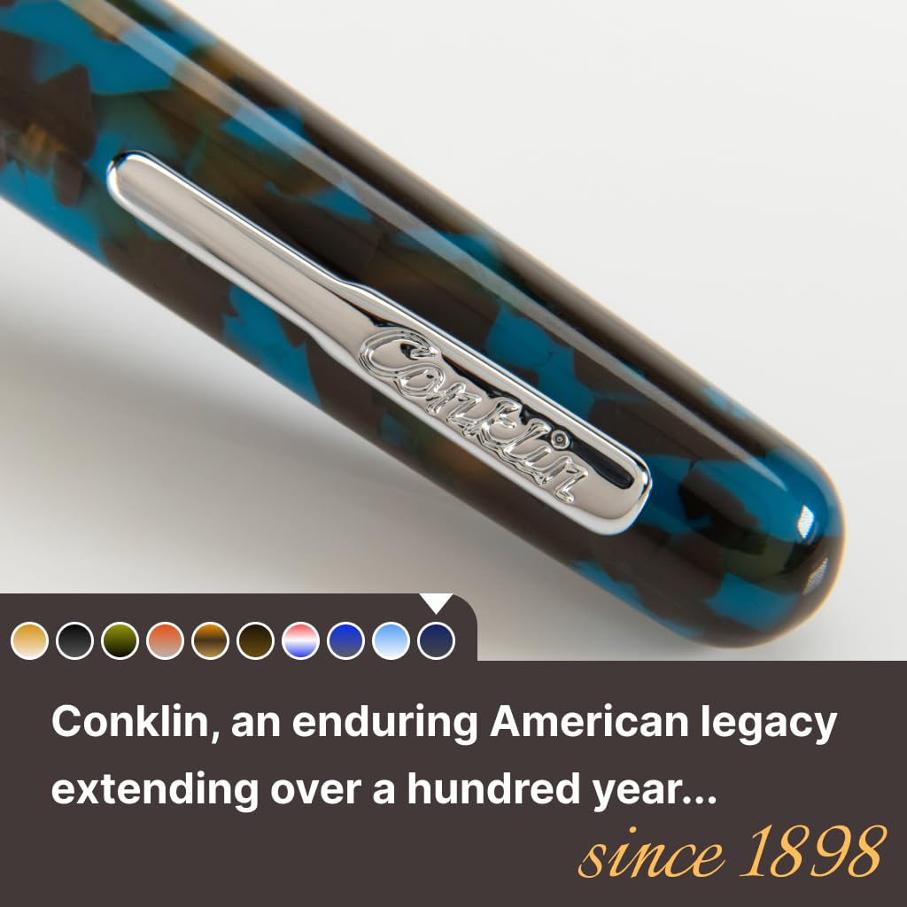 **Ink**.                                     Conklin All American Demo Blue Special Eyedropper Edition Fountain Pen - 14K Flex Solid Gold Nib - Dynamic Flexibility & Crystal Blue Elegance - Ideal Gift for Writers & Collectors