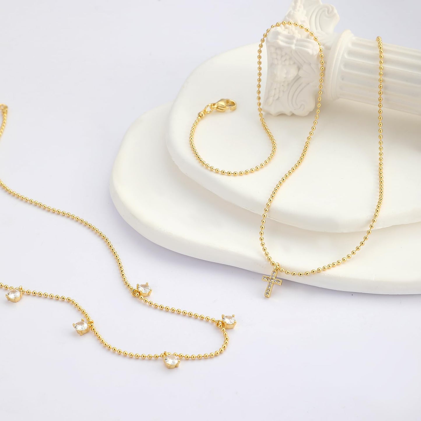 **Adorn**.                                  Cross Necklace for Women 14K Real Gold Silver Plated Dainty Small Cross Pendant Choker Simple Trendy Cute Cross Charm Chain Necklace Easter Basket Stuffers Baptism Religious Faith Jewelry Gift