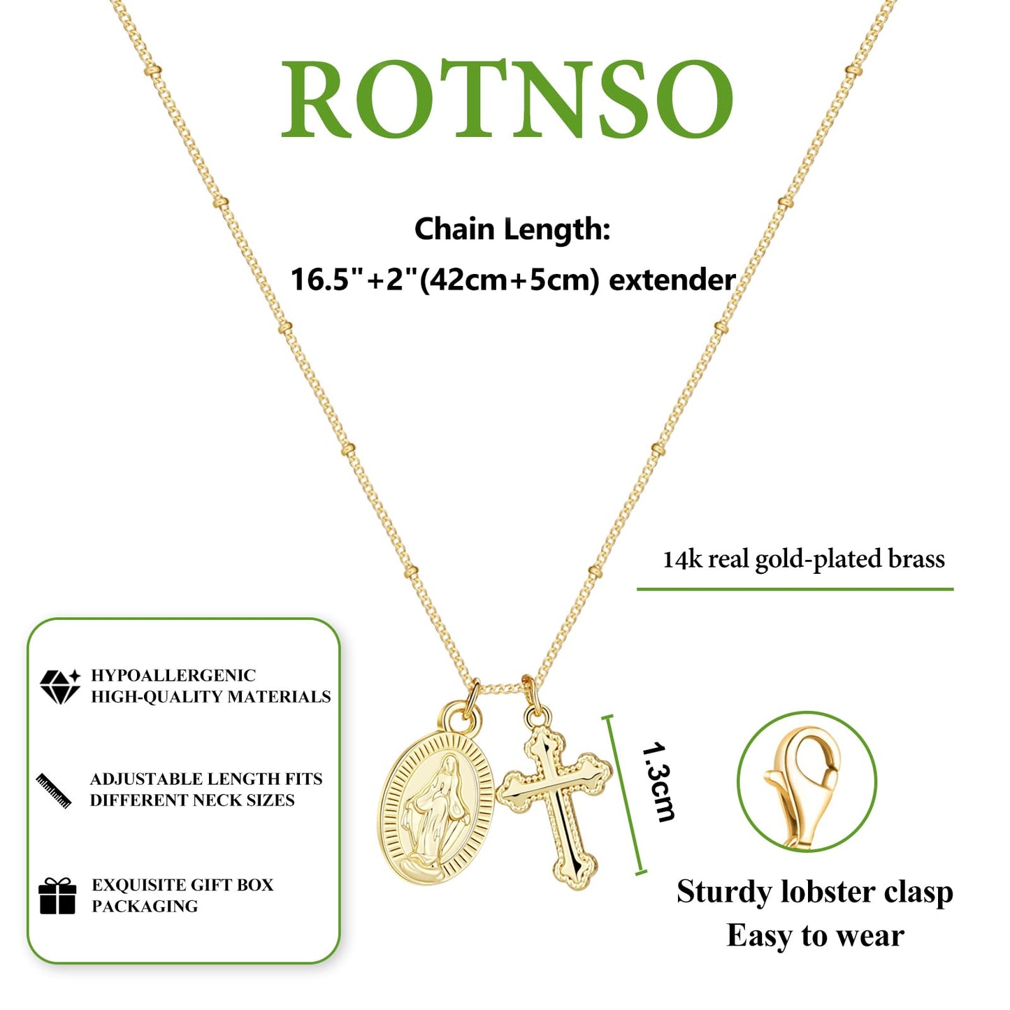 **Adorn**.                                  Cross Necklace for Women 14K Real Gold Silver Plated Dainty Small Cross Pendant Choker Simple Trendy Cute Cross Charm Chain Necklace Easter Basket Stuffers Baptism Religious Faith Jewelry Gift