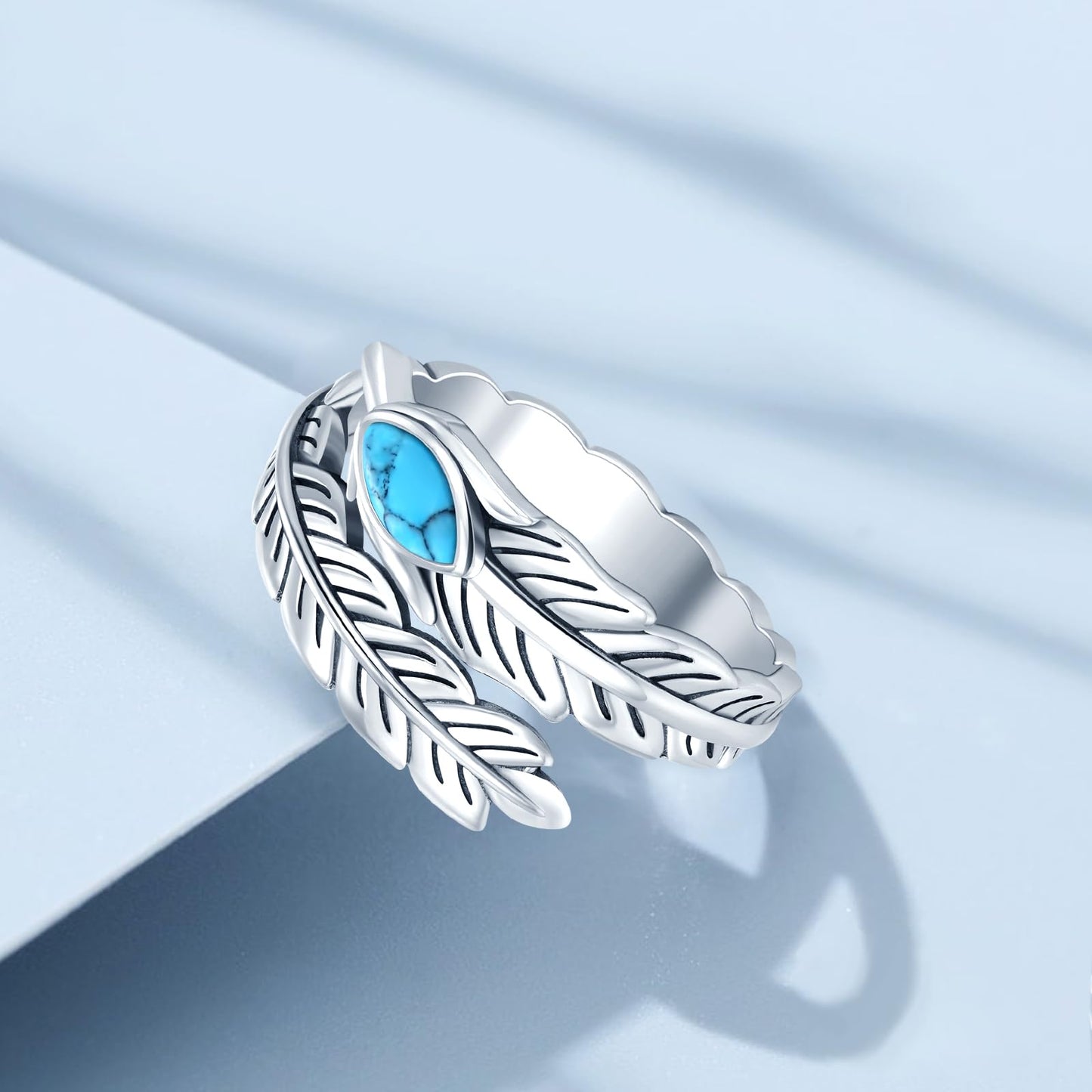 **Adorn**.                               Sterling Silver Turquoise Rings for Women Vintage Adjustable Sunflower/Dragonfly/Butterfly Spoon Rings Boho Antique Statement Ring Jewelry Gifts