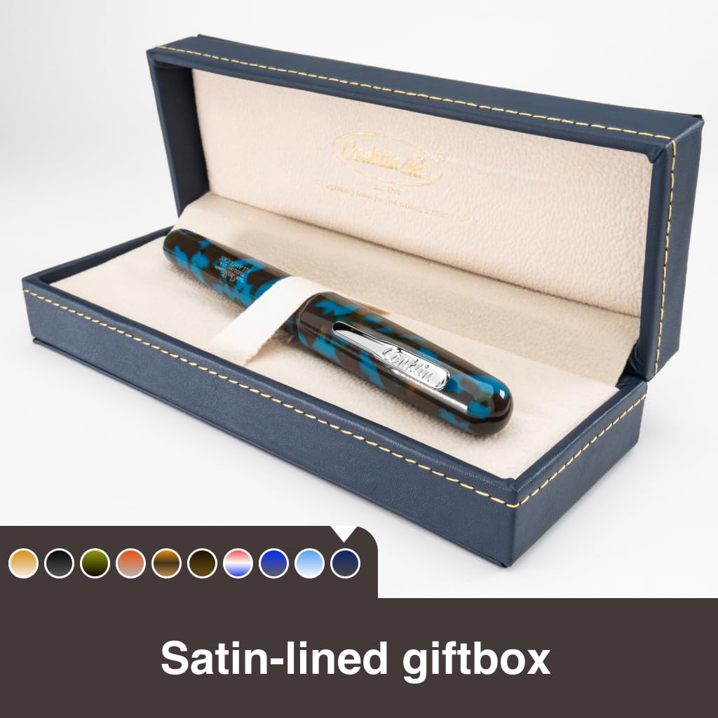 **Ink**.                                     Conklin All American Demo Blue Special Eyedropper Edition Fountain Pen - 14K Flex Solid Gold Nib - Dynamic Flexibility & Crystal Blue Elegance - Ideal Gift for Writers & Collectors