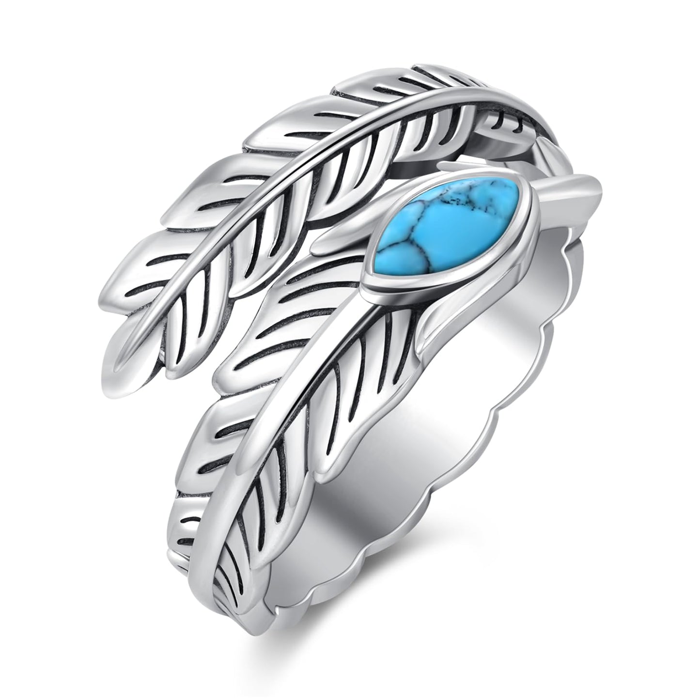 **Adorn**.                               Sterling Silver Turquoise Rings for Women Vintage Adjustable Sunflower/Dragonfly/Butterfly Spoon Rings Boho Antique Statement Ring Jewelry Gifts