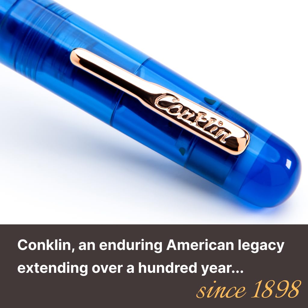 **Ink**.                                     Conklin All American Demo Blue Special Eyedropper Edition Fountain Pen - 14K Flex Solid Gold Nib - Dynamic Flexibility & Crystal Blue Elegance - Ideal Gift for Writers & Collectors