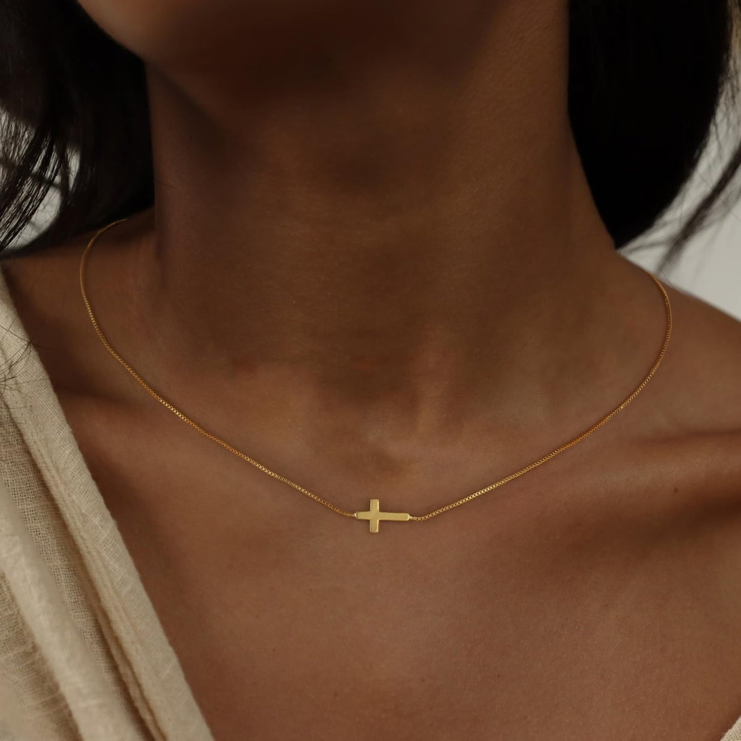 **Adorn**.                                  Cross Necklace for Women 14K Real Gold Silver Plated Dainty Small Cross Pendant Choker Simple Trendy Cute Cross Charm Chain Necklace Easter Basket Stuffers Baptism Religious Faith Jewelry Gift
