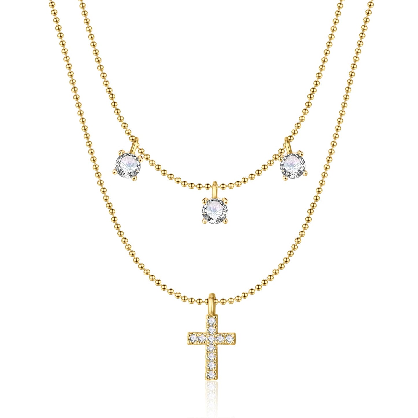 **Adorn**.                                  Cross Necklace for Women 14K Real Gold Silver Plated Dainty Small Cross Pendant Choker Simple Trendy Cute Cross Charm Chain Necklace Easter Basket Stuffers Baptism Religious Faith Jewelry Gift