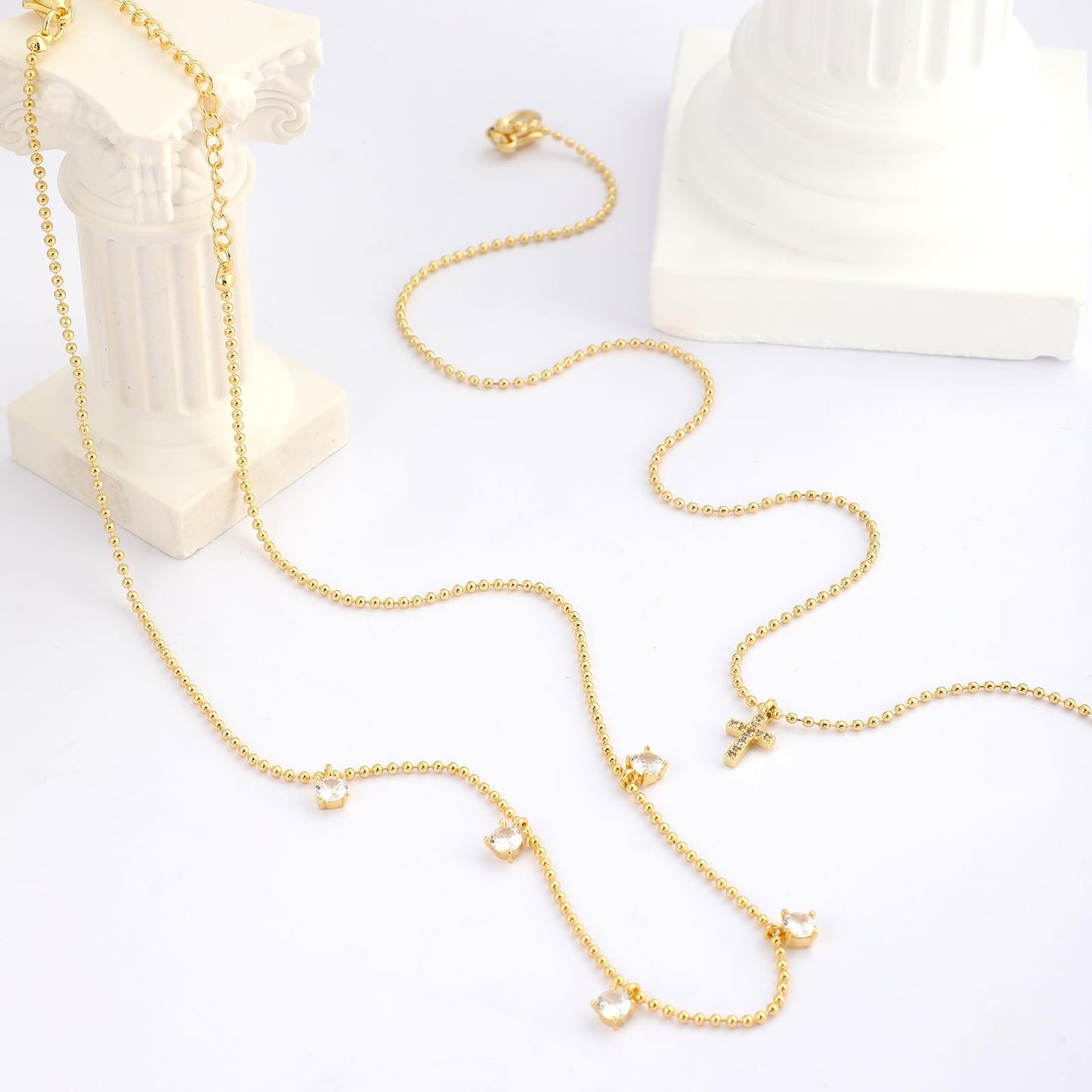 **Adorn**.                                  Cross Necklace for Women 14K Real Gold Silver Plated Dainty Small Cross Pendant Choker Simple Trendy Cute Cross Charm Chain Necklace Easter Basket Stuffers Baptism Religious Faith Jewelry Gift