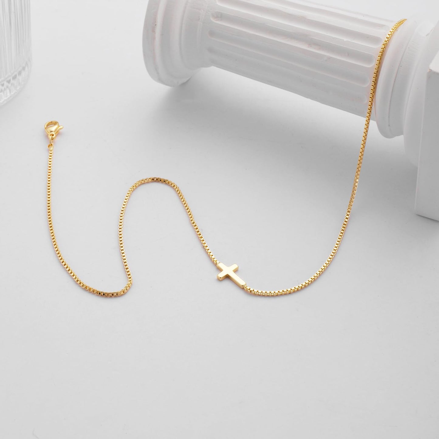 **Adorn**.                                  Cross Necklace for Women 14K Real Gold Silver Plated Dainty Small Cross Pendant Choker Simple Trendy Cute Cross Charm Chain Necklace Easter Basket Stuffers Baptism Religious Faith Jewelry Gift