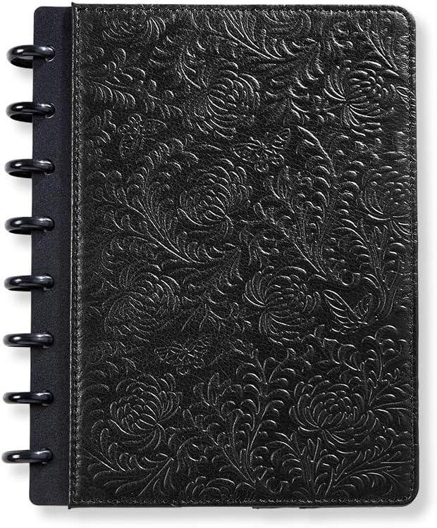 **Ink**.                                  Levenger Circa Impressions Foldover Notebook - Discbound intricately embossed floral and butterfly motif cover,60 annotation ruled sheets of archive-quality 90-gsm paper (Junior)