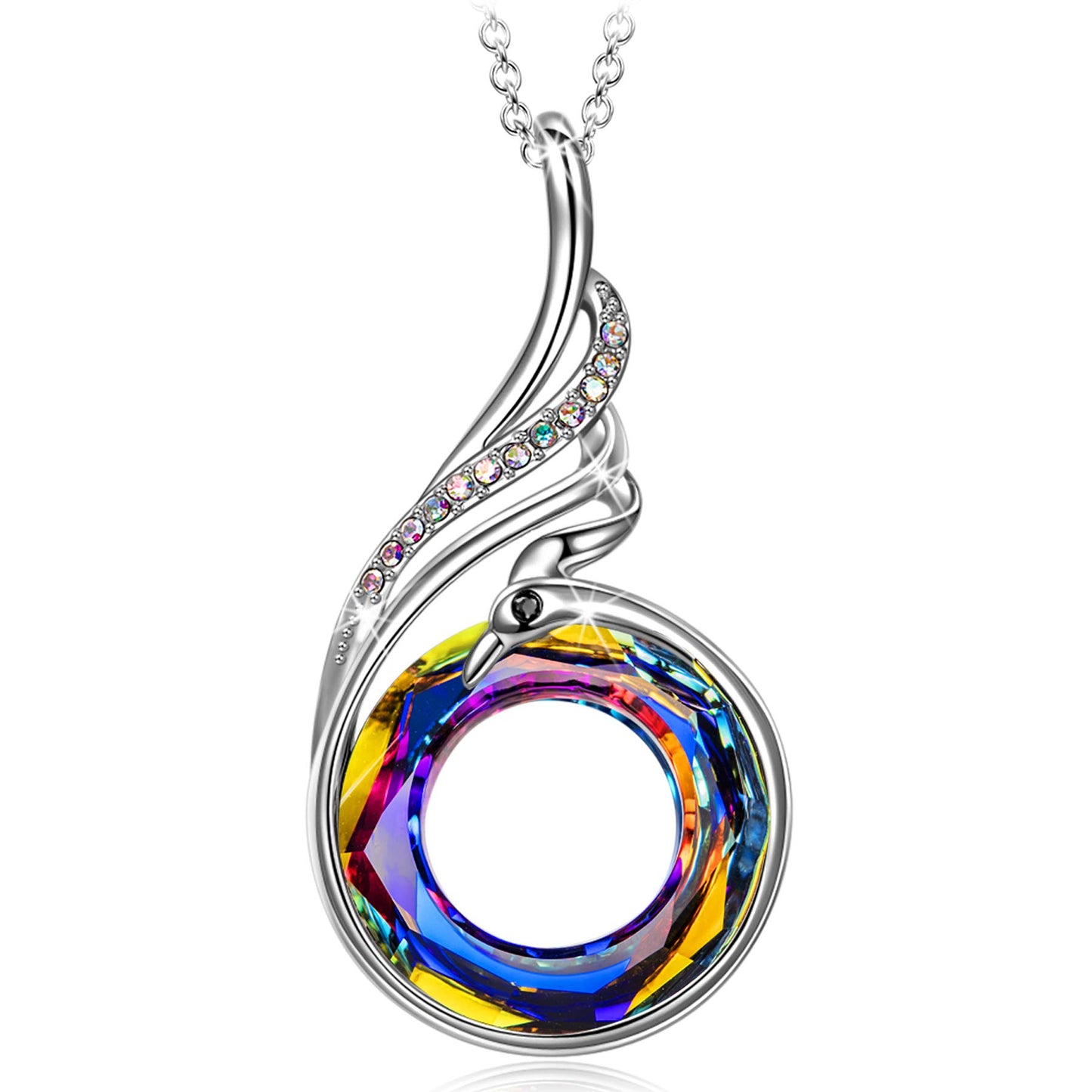 **Adorn**.                                     Kate Lynn "Rise From the Ashes Phoenix Necklace Made with Crystals from Austria, 18"+2" Necklace, Packaged with Jewelry Box, Birthday Gift for Women, Symbol of Luck and Renewal