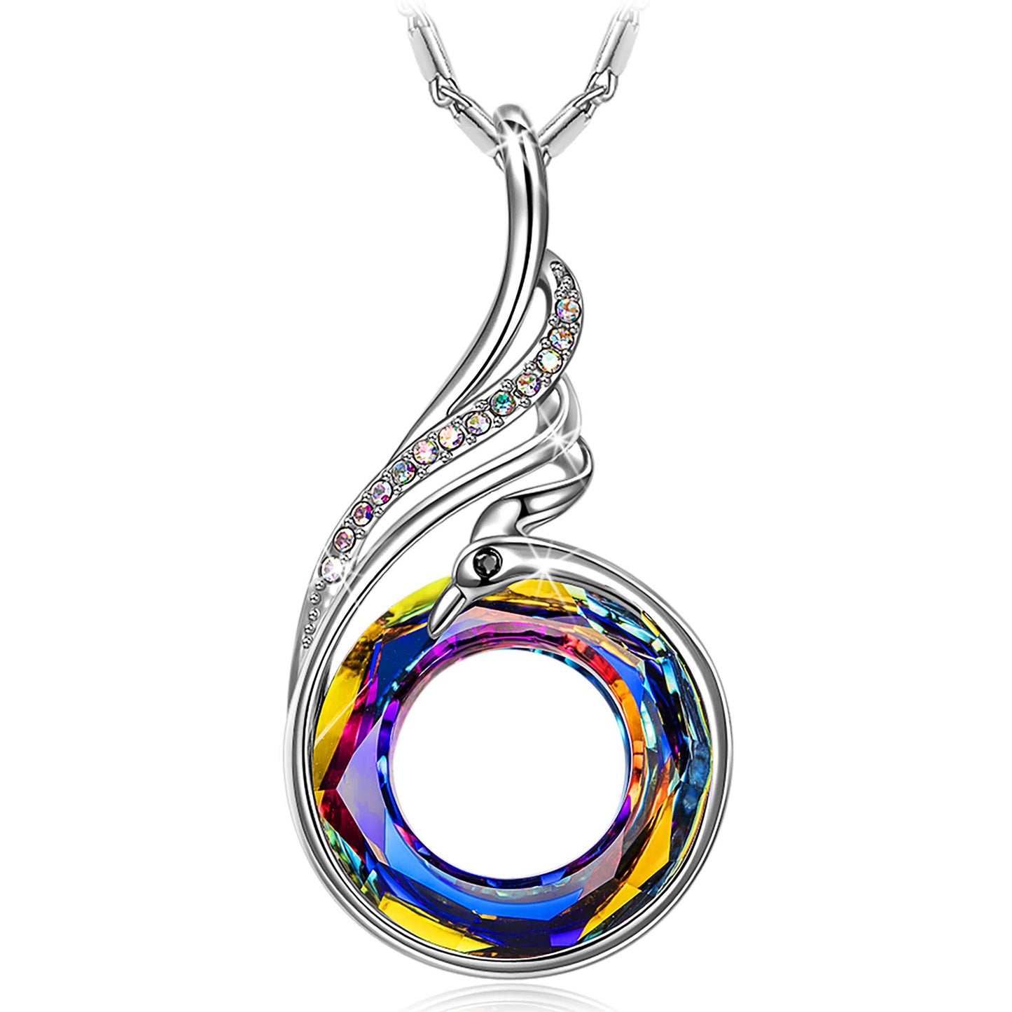 **Adorn**.                                     Kate Lynn "Rise From the Ashes Phoenix Necklace Made with Crystals from Austria, 18"+2" Necklace, Packaged with Jewelry Box, Birthday Gift for Women, Symbol of Luck and Renewal