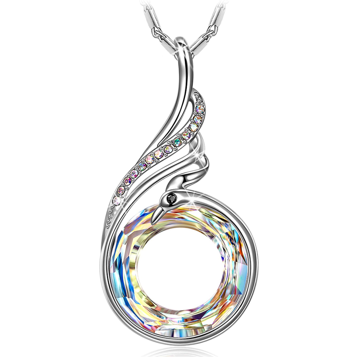 **Adorn**.                                     Kate Lynn "Rise From the Ashes Phoenix Necklace Made with Crystals from Austria, 18"+2" Necklace, Packaged with Jewelry Box, Birthday Gift for Women, Symbol of Luck and Renewal