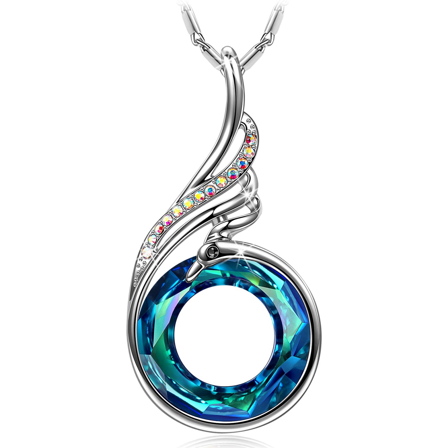 **Adorn**.                                     Kate Lynn "Rise From the Ashes Phoenix Necklace Made with Crystals from Austria, 18"+2" Necklace, Packaged with Jewelry Box, Birthday Gift for Women, Symbol of Luck and Renewal