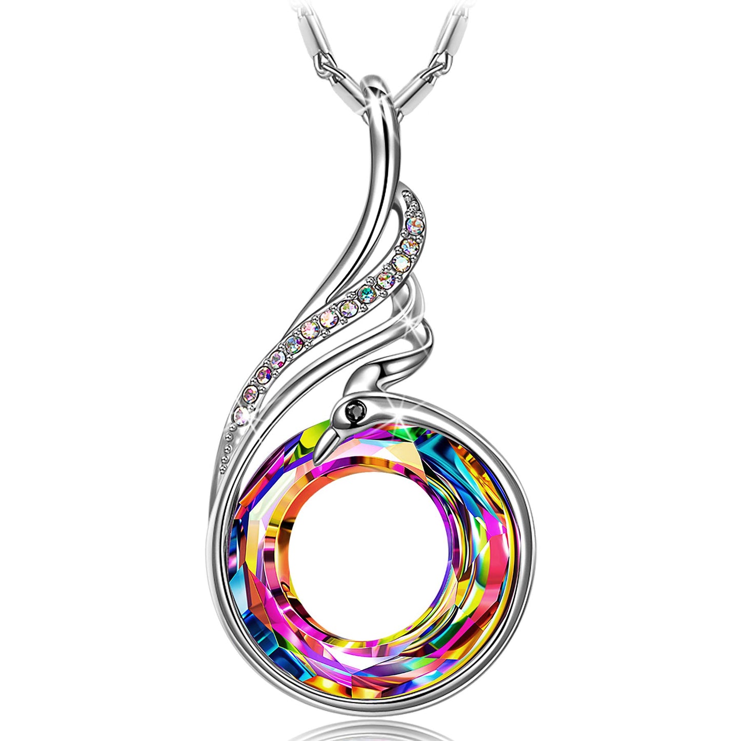 **Adorn**.                                     Kate Lynn "Rise From the Ashes Phoenix Necklace Made with Crystals from Austria, 18"+2" Necklace, Packaged with Jewelry Box, Birthday Gift for Women, Symbol of Luck and Renewal