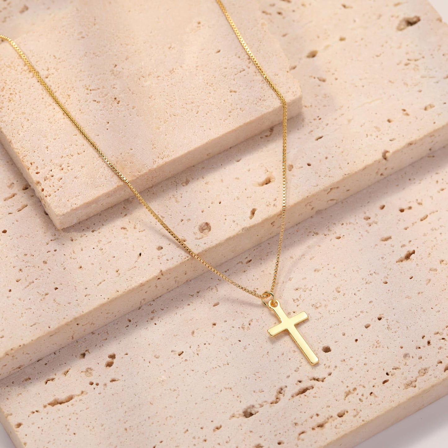 **Adorn**.                                  Cross Necklace for Women 14K Real Gold Silver Plated Dainty Small Cross Pendant Choker Simple Trendy Cute Cross Charm Chain Necklace Easter Basket Stuffers Baptism Religious Faith Jewelry Gift