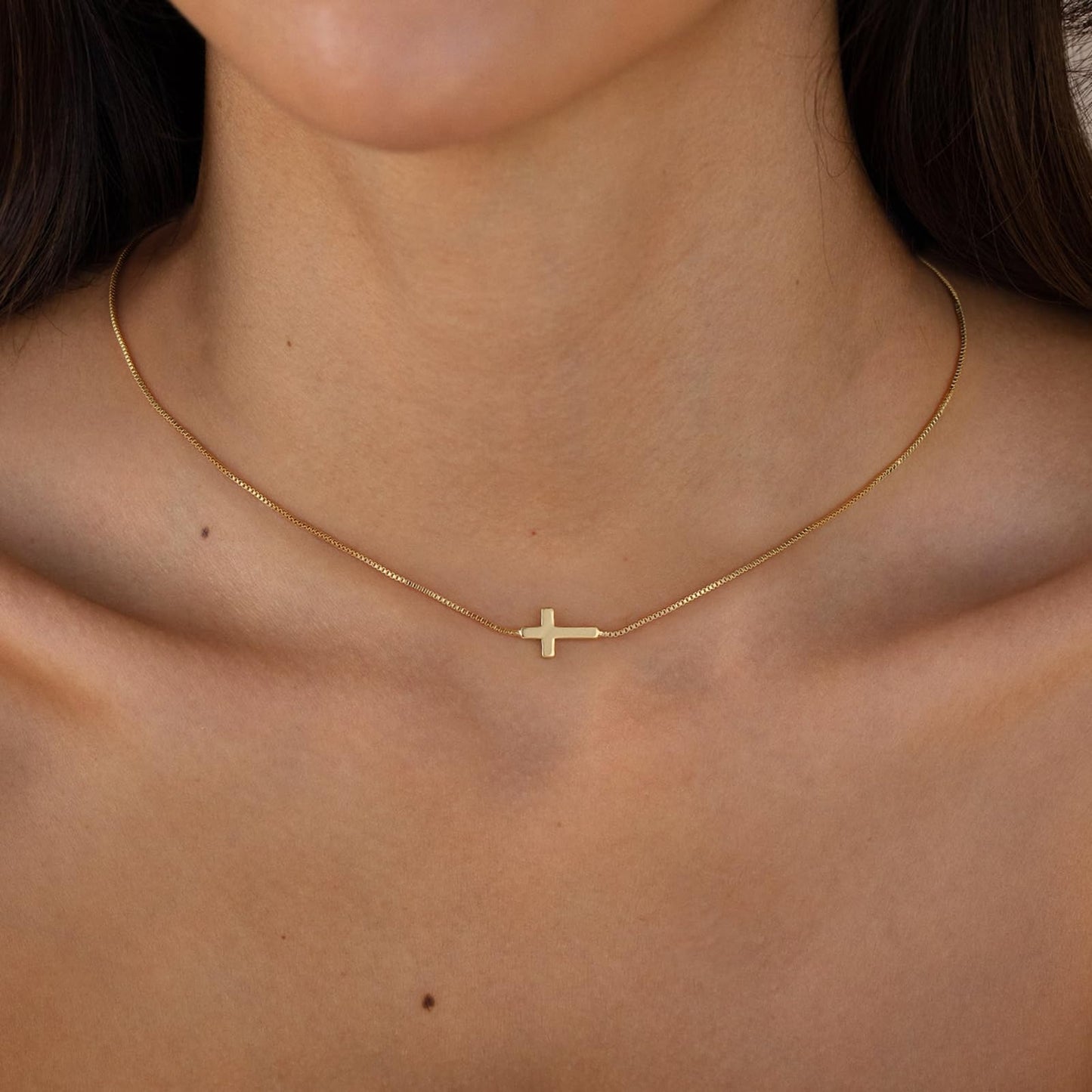 **Adorn**.                                  Cross Necklace for Women 14K Real Gold Silver Plated Dainty Small Cross Pendant Choker Simple Trendy Cute Cross Charm Chain Necklace Easter Basket Stuffers Baptism Religious Faith Jewelry Gift