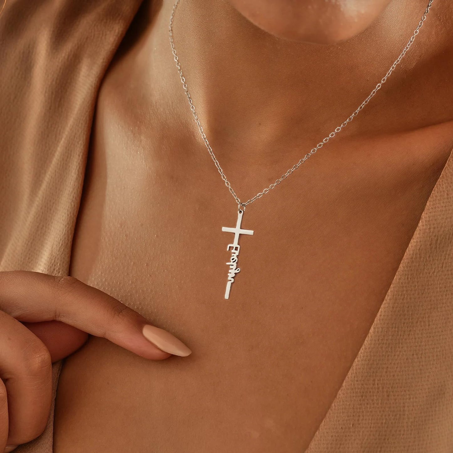 **Adorn**.                                  Cross Necklace for Women 14K Real Gold Silver Plated Dainty Small Cross Pendant Choker Simple Trendy Cute Cross Charm Chain Necklace Easter Basket Stuffers Baptism Religious Faith Jewelry Gift