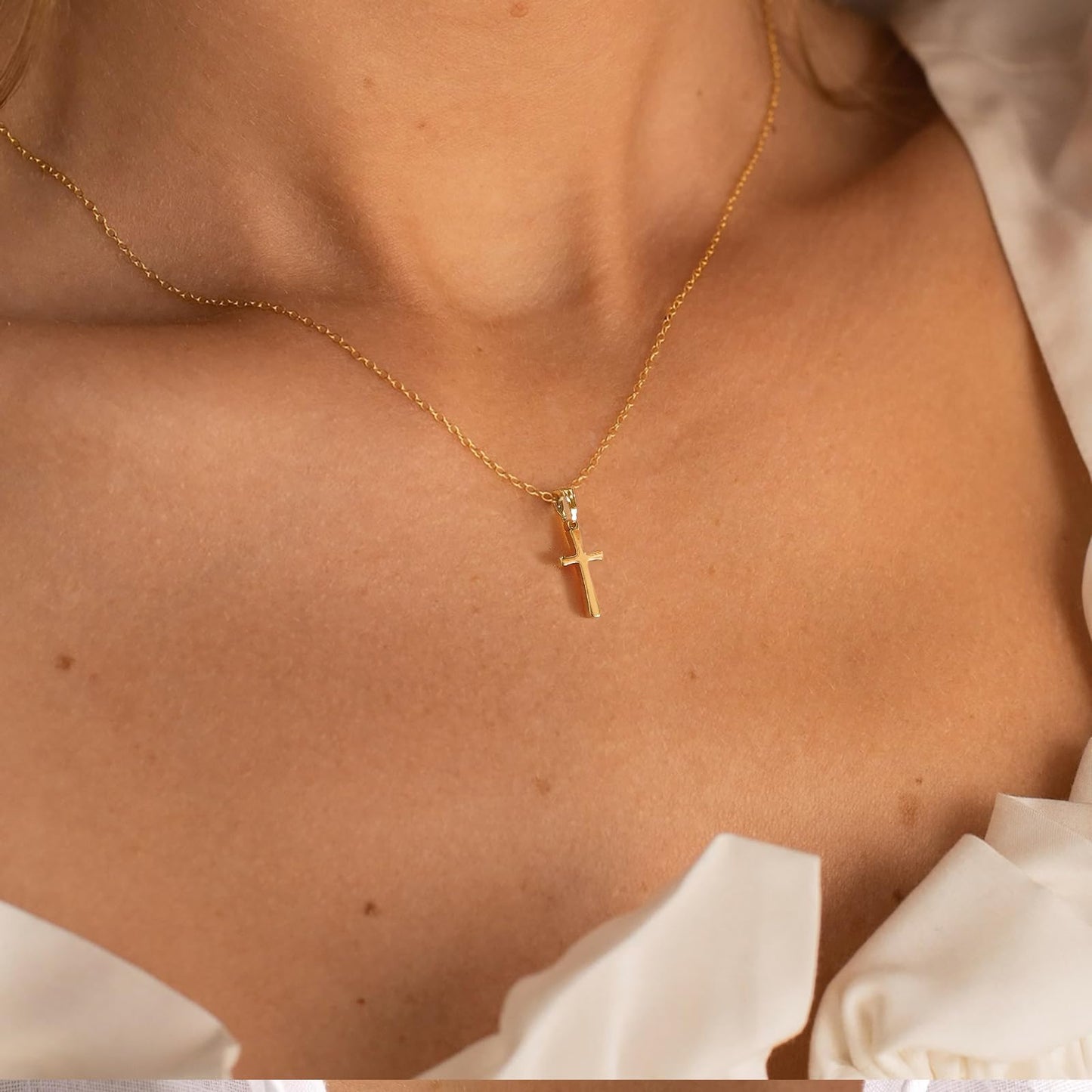 **Adorn**.                                  Cross Necklace for Women 14K Real Gold Silver Plated Dainty Small Cross Pendant Choker Simple Trendy Cute Cross Charm Chain Necklace Easter Basket Stuffers Baptism Religious Faith Jewelry Gift