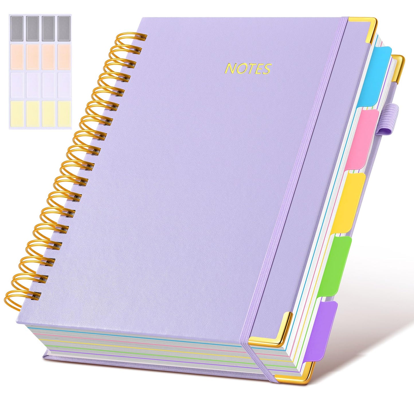 **Ink**.                                 Hardcover Spiral Notebook journal with Removable Dividers Tabs, 300 Pages Leather 5 Subject Notebook College Ruled, 100GMS A5 Notebooks for Work School Note taking,Lined Journal for Women,A5-Green