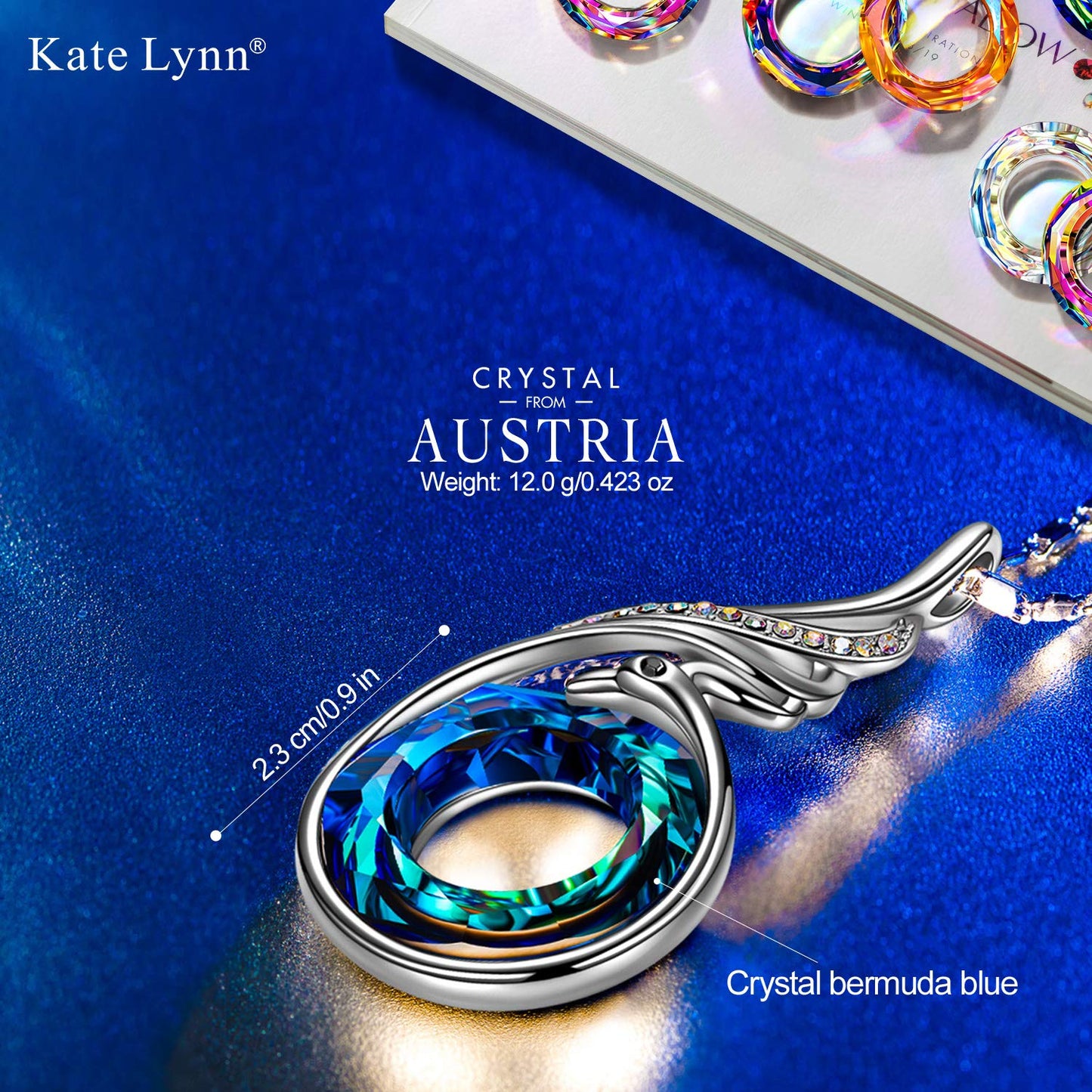 **Adorn**.                                     Kate Lynn "Rise From the Ashes Phoenix Necklace Made with Crystals from Austria, 18"+2" Necklace, Packaged with Jewelry Box, Birthday Gift for Women, Symbol of Luck and Renewal