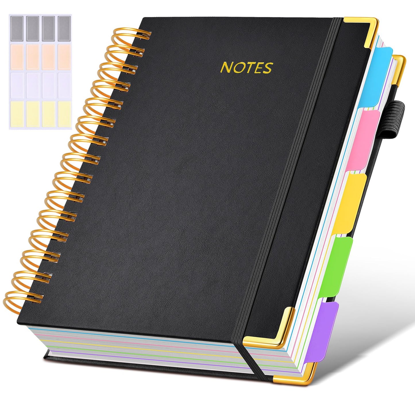 **Ink**.                                 Hardcover Spiral Notebook journal with Removable Dividers Tabs, 300 Pages Leather 5 Subject Notebook College Ruled, 100GMS A5 Notebooks for Work School Note taking,Lined Journal for Women,A5-Green