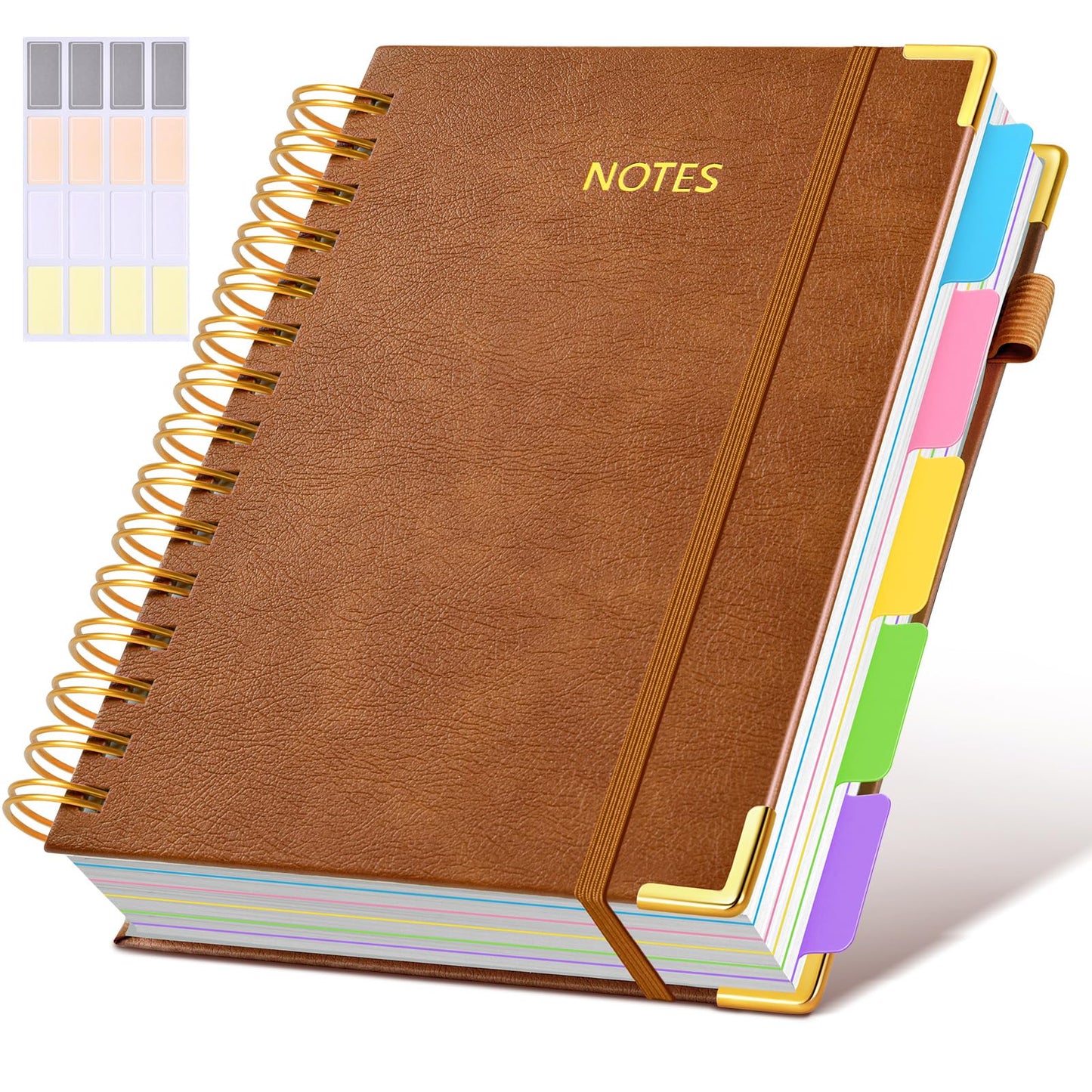 **Ink**.                                 Hardcover Spiral Notebook journal with Removable Dividers Tabs, 300 Pages Leather 5 Subject Notebook College Ruled, 100GMS A5 Notebooks for Work School Note taking,Lined Journal for Women,A5-Green